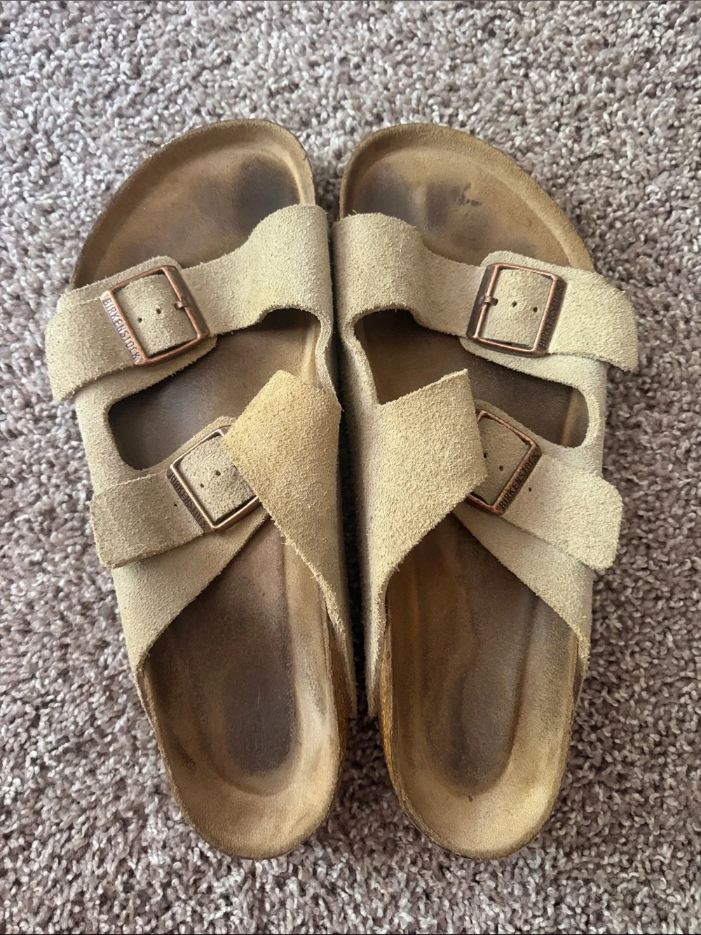 Birkenstock Beige Suede Double-Buckle Sandals